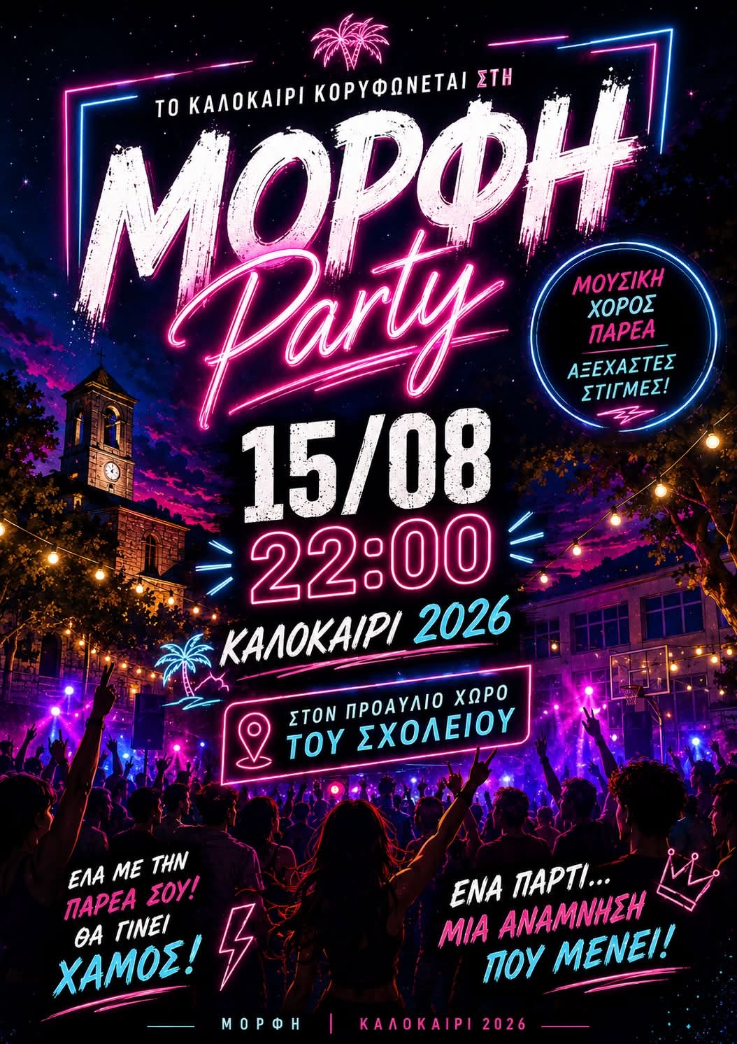 Αφίσα: Μόρφη Party, 15 Αυγούστου 2026 · 22:00